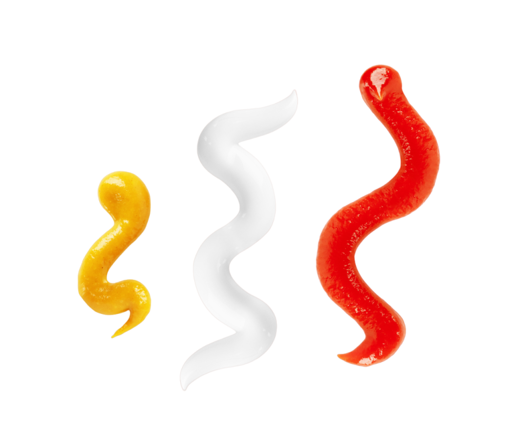 ketchup mayonnaise mustard isolated white background top view PhotoRoom.png PhotoRoom